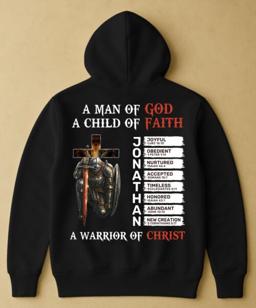 A Warrior of Christ with Name Letter in Bible - Personalized Back Printed Hoodie
