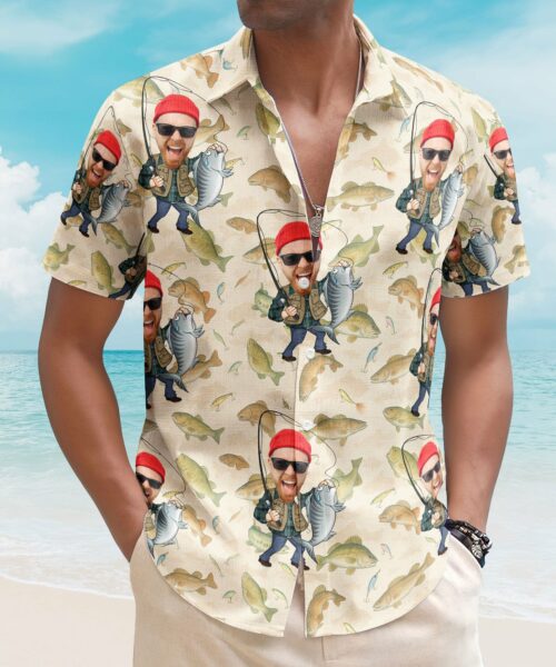 Fishing Man - New Version - Personalized Photo Hawaiian Shirt