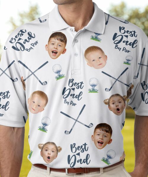 Father's Day Gifts, Best Dad by Par - Personalized Photo Polo Shirt - Gift for Dad