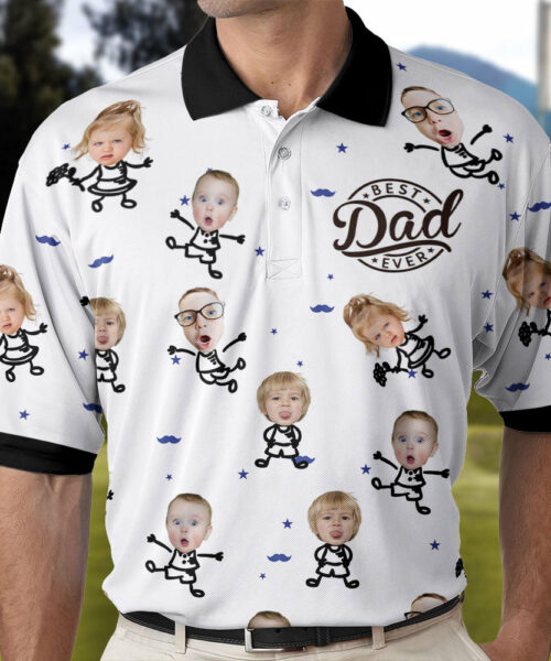 Father's Day Gifts, Best Dad Ever Gift for Dad, Grandpa - Personalized Photo Polo Shirt