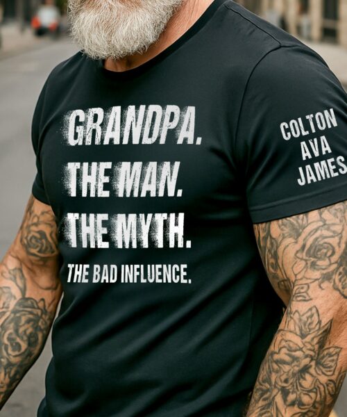 Father's Day Gifts, Grandpa the Man the Myth the Bad Influence Custom with Grandkids'