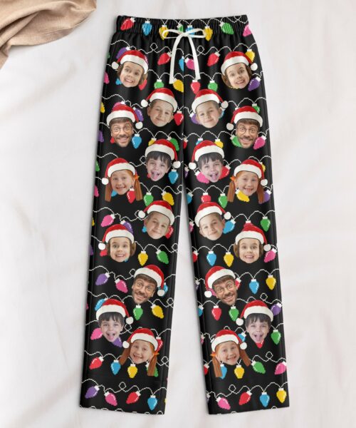 Custom Face Christmas Family Silly Xmas - Personalized Photo Satin Pajama Pants