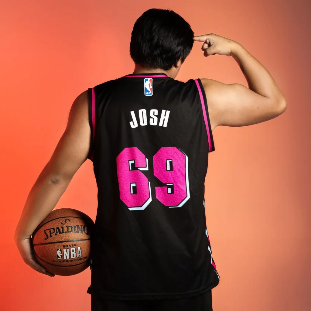 Custom basketball jersey back view — Purrsonal Sports